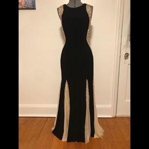 Camille la vie black and gold elegant prom dress